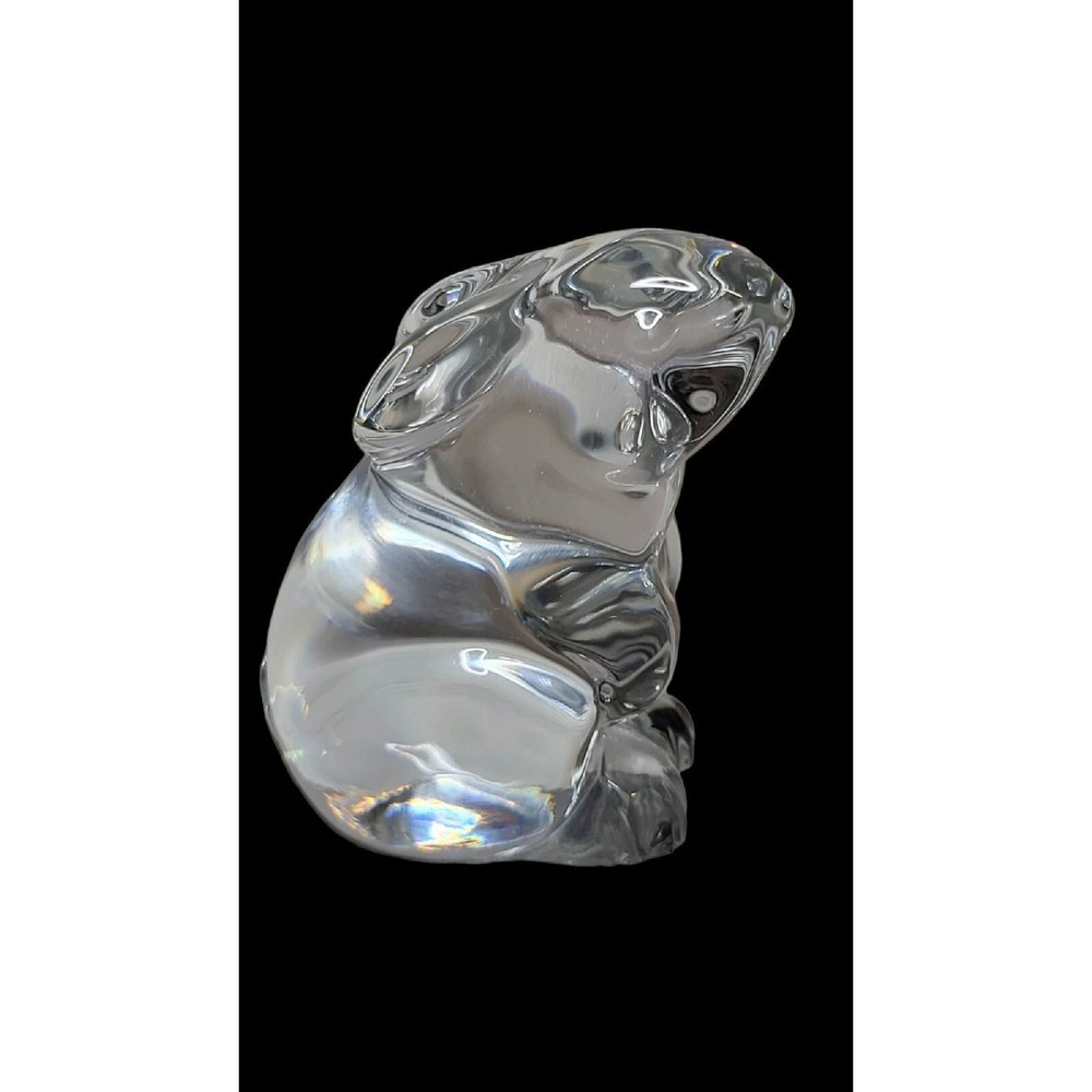 Vintage‎ Baccarat France Crystal Seated Bunny Rabbit Figurine Signed